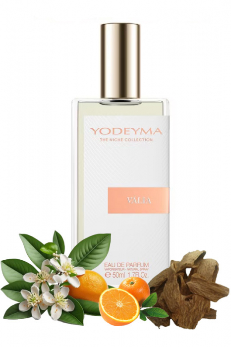 Yodeyma Valia Apa de parfum pentru femei, nuante de mandarin, flori de portocal si arbore de Akigalawood, cu note lemnoase si usor picante, 50ml [1]