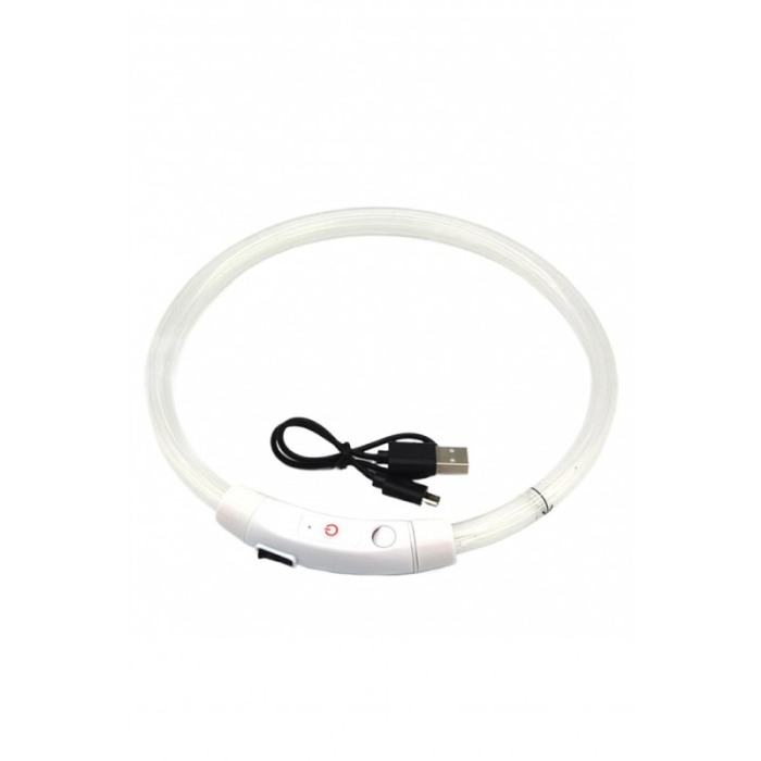 Zgarda cu LED pentru caini de talie medie SafeDoggo Doty®, Marime M, 50 cm, USB inclus, reglabila, 3 tipuri de iluminare, alb [4]