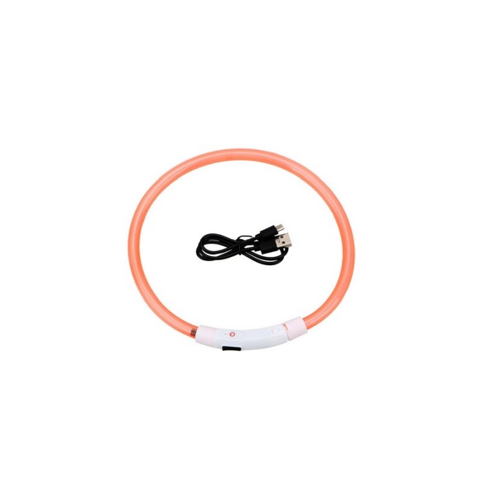 Zgarda cu LED pentru caini de talie medie SafeDoggo Doty®, Marime M, 50cm, USB , reglabila, 3 tipuri de iluminare, portocaliu [5]
