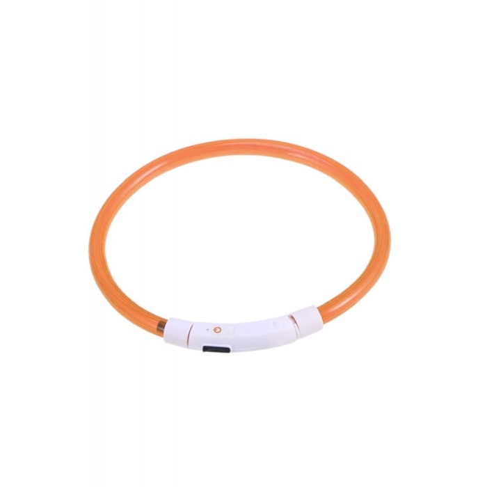 Zgarda cu LED pentru caini de talie medie SafeDoggo Doty®, Marime M, 50cm, USB , reglabila, 3 tipuri de iluminare, portocaliu [6]