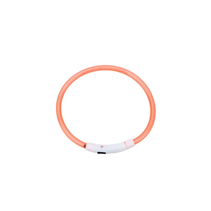 Zgarda cu LED pentru caini de talie medie SafeDoggo Doty®, Marime M, 50cm, USB , reglabila, 3 tipuri de iluminare, portocaliu [2]