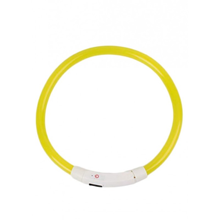 Zgarda cu LED pentru caini de talie mica SafeDoggo Doty®, Marime S, 35 cm, USB inclus, reglabila, 3 tipuri de iluminare, galben [1]