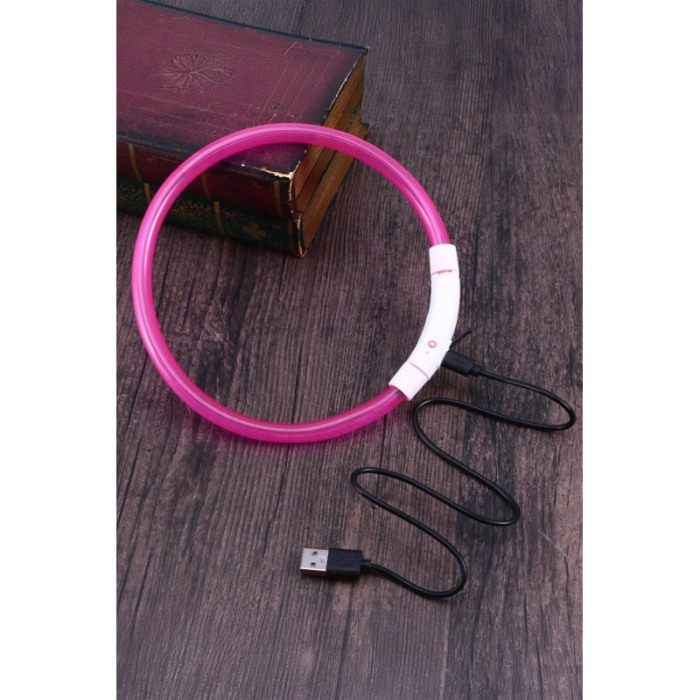 Zgarda cu LED pentru caini de talie mica SafeDoggo Doty®, Marime S, 35 cm, USB inclus, reglabila, 3 tipuri de iluminare, roz [4]