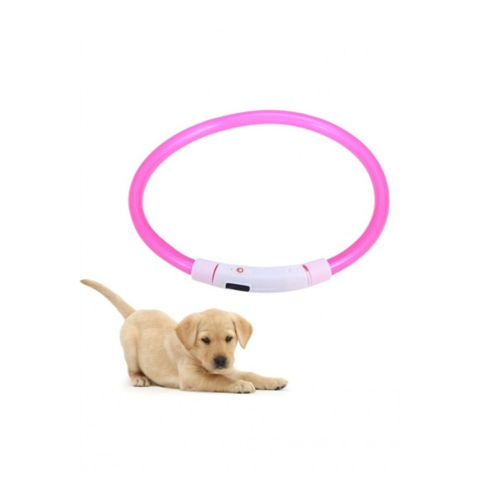 Zgarda cu LED pentru caini de talie mica SafeDoggo Doty®, Marime S, 35 cm, USB inclus, reglabila, 3 tipuri de iluminare, roz [1]