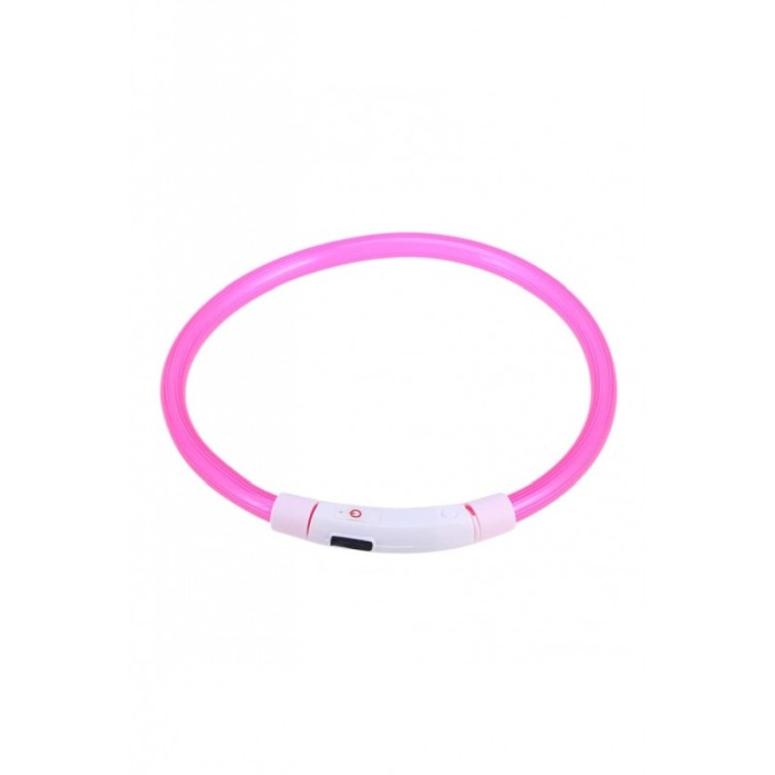 Zgarda cu LED pentru caini de talie mica SafeDoggo Doty®, Marime S, 35 cm, USB inclus, reglabila, 3 tipuri de iluminare, roz [2]