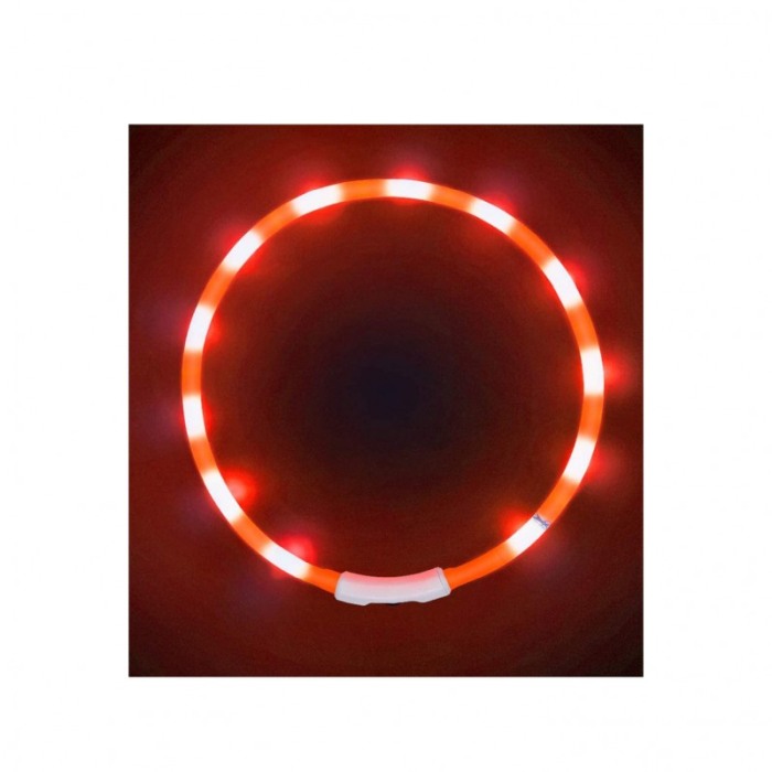 Zgarda cu led pentru caini , talie mare, 65 cm, reglabila, portocaliu, reincarcabila, USB inclus [3]