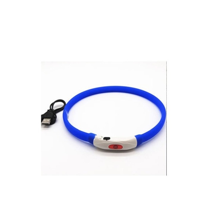 Zgarda cu led pentru caini , talie medie, 50 cm,reglabila, albastru, reincarcabila, USB inclus , doty [2]
