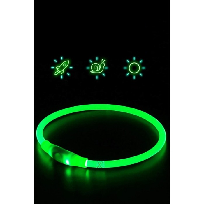 Zgarda cu led pentru caini, talie medie/mare, 50 cm, reglabila, verde, reincarcabila, USB inclus, Doty®️ [5]