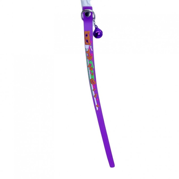 Zgarda GummyBell pentru pisici de talie mica, design modern, cu clopotel, silicon moale, 26 cm, mov [2]