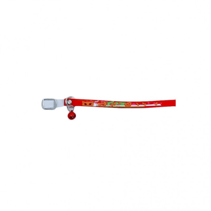 Zgarda GummyBell pentru pisici de talie mica, design modern, cu clopotel, silicon moale, 26 cm, rosu [2]