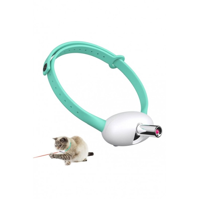 Zgarda interactiva pentru pisici SpyJoy Doty®, laser continuu sau intermitent, reglabila, USB, turcoaz [1]
