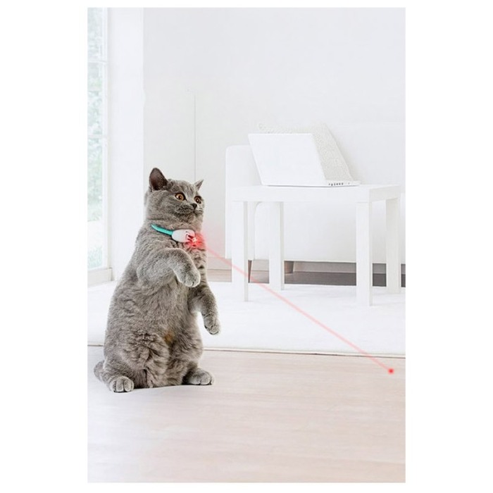 Zgarda interactiva pentru pisici SpyJoy Doty®, laser continuu sau intermitent, reglabila, USB, turcoaz [10]
