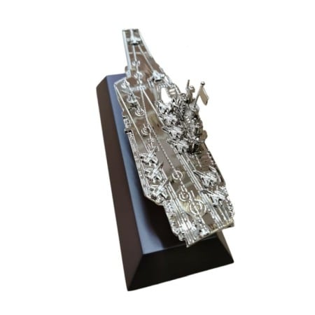 Accesoriu decorativ Metal Desk Battleship, tip macheta nava de lupta, din lemn masiv si otel, 21x8 cm [4]