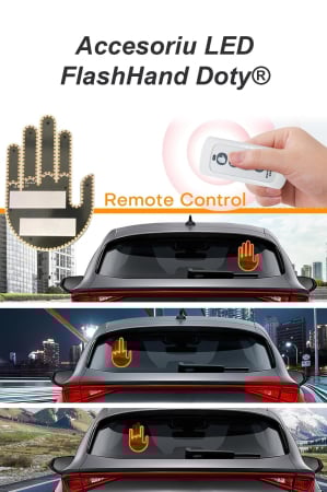 Accesoriu LED FlashHand Doty®, in forma de mana, cu telecomanda, 4 gesturi, de atentionare, pentru masina sau alte spatii, design creativ [3]