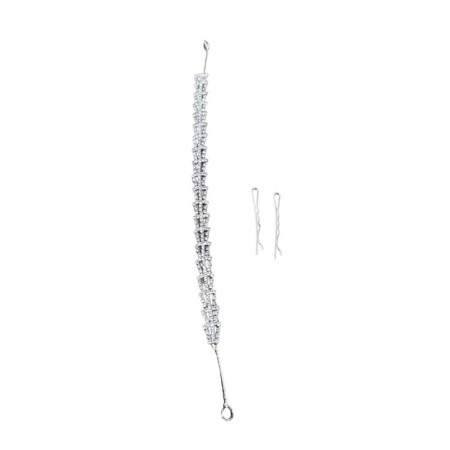 Accesoriu pentru par Simplicito, tip diadema, de mireasa, nasa, majorat, 26x1 cm, argintie, cristale acrilice, Doty®️ [1]