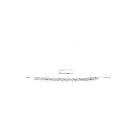 Acasa - Accesoriu pentru par Simplicito, tip diadema, de mireasa, nasa, majorat, 26x1 cm, argintie, cristale acrilice, Doty®️