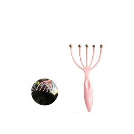 Aparat de masaj capilar FiveFingers, tip spatula, usor de utilizat,manual, roz [4]