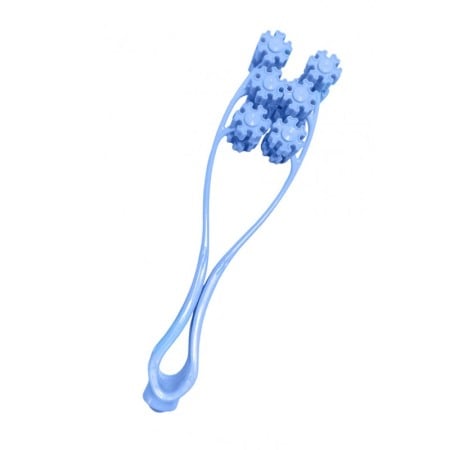Articole Sanatate & Wellness - Aparat de masaj facial RollerV, pentru gat, fata si maini, manual, 12 role mobile, silicon moale, 24x6 cm, baby blue, Doty®️