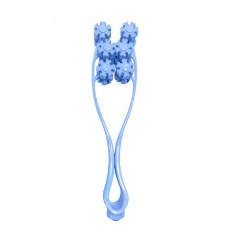 Aparat de masaj facial RollerV, pentru gat, fata si maini, manual, 12 role mobile, silicon moale, 24x6 cm, baby blue, Doty®️ [1]