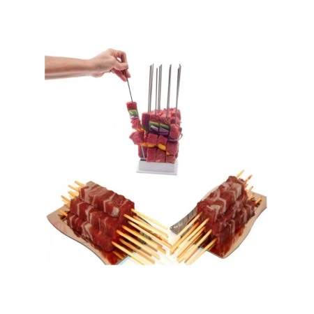 Aparat manual pentru portionat frigarui BBQTool Doty.ro®, usor de utilizat si curatat, 30 bete de bambus incluse, alb [4]