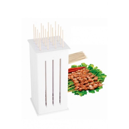 USTENSILE & ARTICOLE BUCATARIE - Aparat manual pentru portionat frigarui BBQTool Doty.ro®, usor de utilizat si curatat, 30 bete de bambus incluse, alb
