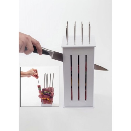 Aparat manual pentru portionat frigarui BBQTool Doty.ro®, usor de utilizat si curatat, 30 bete de bambus incluse, alb [8]