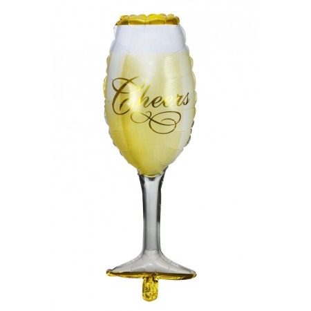CADOURI SI SETURI - Balon Champagne Shower, din folie de aluminiu, 80 cm , forma pahar de sampanie, auriu