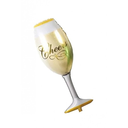 Balon Champagne Shower, din folie de aluminiu, 80 cm , forma pahar de sampanie, auriu [3]