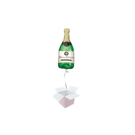 Balon Champagne Shower, din folie de aluminiu, 80 cm , forma sticla de sampanie, verde/auriu [3]