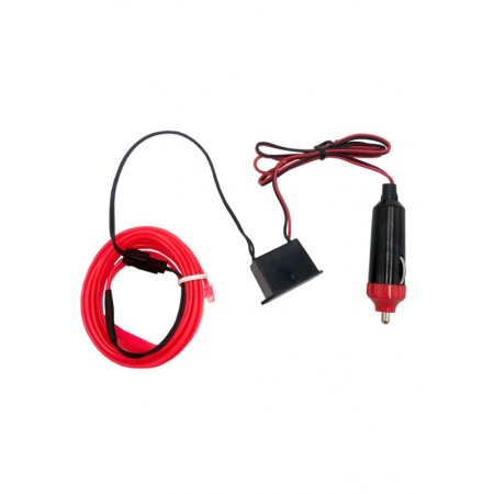 Pentru masina - Banda led CarLight pentru masina, electroluminiscenta cu droser si mufa bricheta, 12V, lungime 1 m, rosu, Doty®️