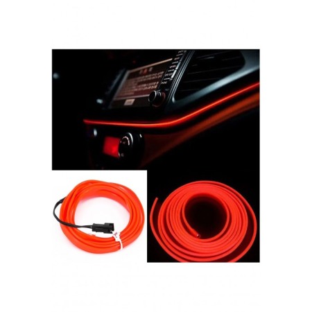 Banda led CarLight pentru masina, electroluminiscenta cu droser si mufa bricheta, 12V, lungime 1 m, rosu, Doty®️ [4]