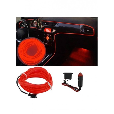 Banda led CarLight pentru masina, electroluminiscenta cu droser si mufa bricheta, 12V, lungime 1 m, rosu, Doty®️ [3]