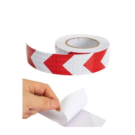 Pentru masina - Banda reflectorizanta de avertizare FlashBand Doty®, model fagure, Autoadeziva, 5m x 5cm, rosu/alb