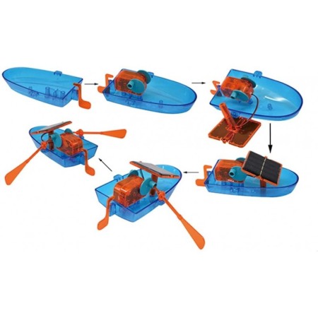 Jucarii & jocuri educative - Barca cu energie solar, kit educational, DIY, Albastru,Doty