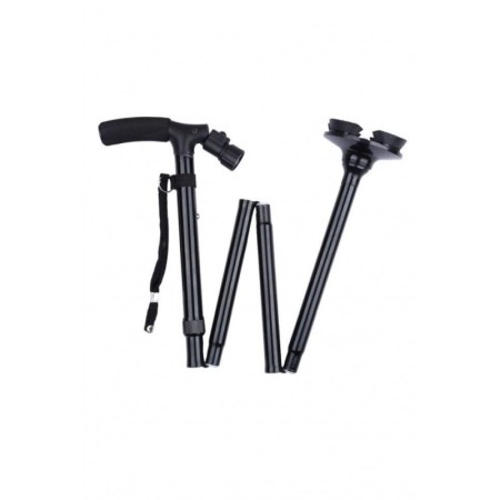 Baston StrongTrust telescopic de sprijincu pivoti stabilizatori, pliabil, si lanterna, negru, Doty [3]