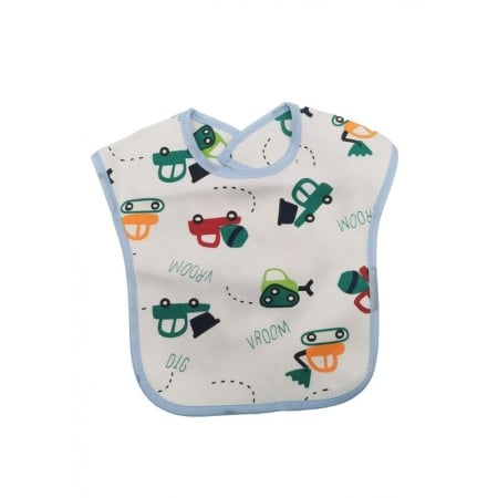 Igiena si ingrijire - Bavetica BabyLuch, 100% bumbac, 25x20 cm, design creativ, prindere cu scai, alb/blue, Doty®️