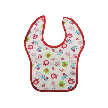 Bavetica BabyLuch, 100% bumbac, 25x20 cm, design creativ, prindere cu scai, alb/rosu, Doty® [3]