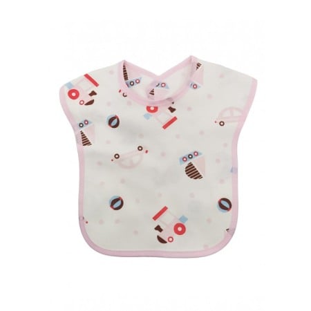 Igiena si ingrijire - Bavetica BabyLuch, 100% bumbac, 25x20 cm, design creativ, prindere cu scai, alb/roz, Doty®