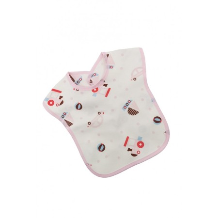 Bavetica BabyLuch, 100% bumbac, 25x20 cm, design creativ, prindere cu scai, alb/roz, Doty® [2]