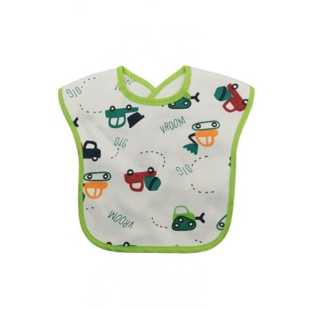 Igiena si ingrijire - Bavetica BabyLuch, 100% bumbac, 25x20 cm, design creativ, prindere cu scai, alb/verde, Doty®