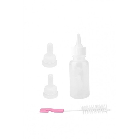 Boluri și distribuitoare de hrană și apă - Biberon pentru animale, 3 tetine incluse, perie de curatat, 80 ml, alb, Doty®️