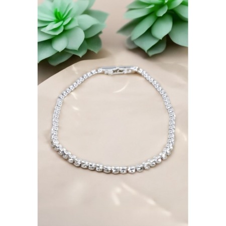Bratara Petite Doty®, tip tennis, din aliaj, cu pietre din zirconiu, argintiu, 17 cm [2]
