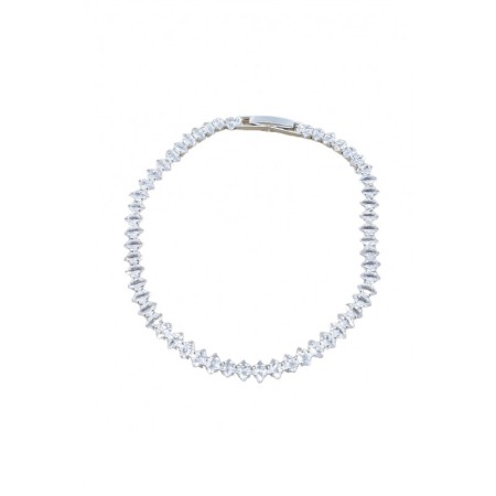 Cadouri unice - Bratara Romb Doty®, tip tennis, din aliaj, cu pietre din zirconiu, argintiu, 17 cm