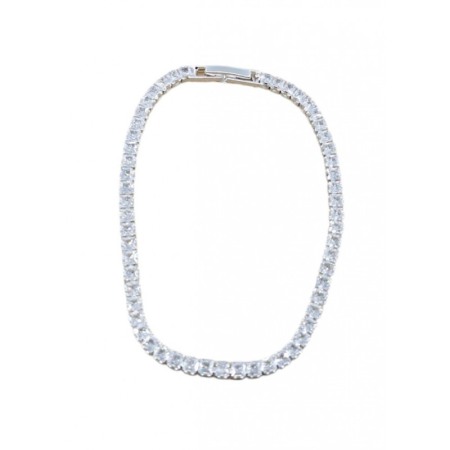 Cadouri unice - Bratara SquareD Doty®, tip tennis, din aliaj, cu pietre din zirconiu, argintiu, 16.5 cm