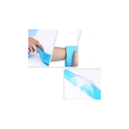 Burete de baie 2 in 1 Sponge Brush, tip perie, din silicon, 69 cm, cu 2 fete, usor de utilizat, albastru [1]