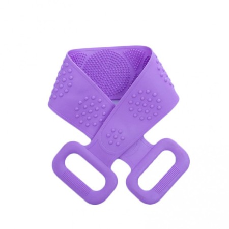 Burete de baie 2 in 1 Sponge Brush, tip perie, din silicon, 69 cm, cu 2 fete, usor de utilizat, mov [3]