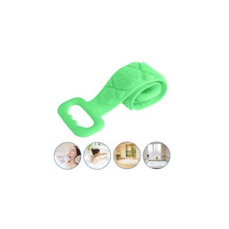 INGRIJIRE PERSONALA - Burete de baie 2 in 1 Sponge Brush, tip perie, din silicon, 69 cm, cu 2 fete, usor de utilizat, verde, Doty®