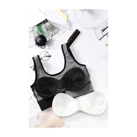 Bustiera sport pentru femei Pushups, din elastan, pentru slabit, modelare si sustinere corporala, masura S, gri, Doty®️ [2]
