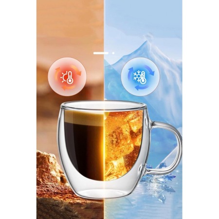 Cana termorezistenta cu perete dublu din sticla LuxeSip Doty®, 200 ml, estetica atractiva, aspect modern si transparent [5]