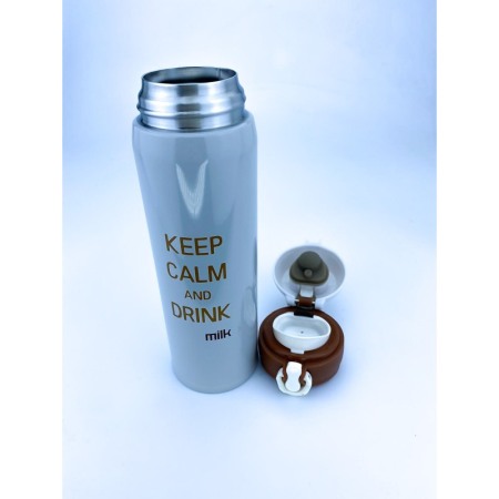 USTENSILE & ARTICOLE BUCATARIE - Cana termos, din otel inoxidabil, design modern cu mesaj , 500 ml,gri, doty